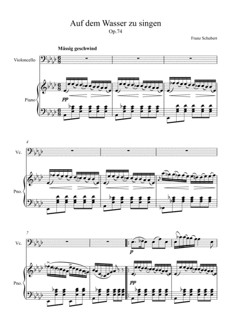 Franz Schubert - Auf dem Wasser zu singen (Cello + Piano) (arr. André Laitano)