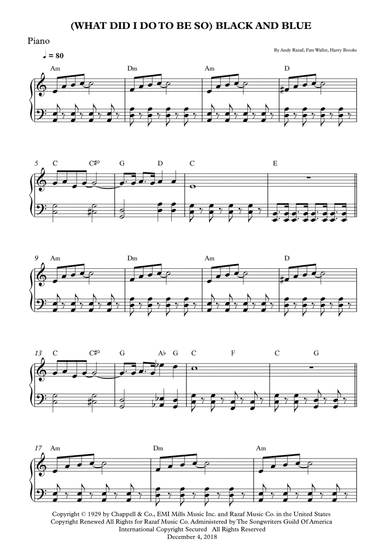 (what Did I Do To Be So) Black And Blue (arr. Wesley S. SIlva)
