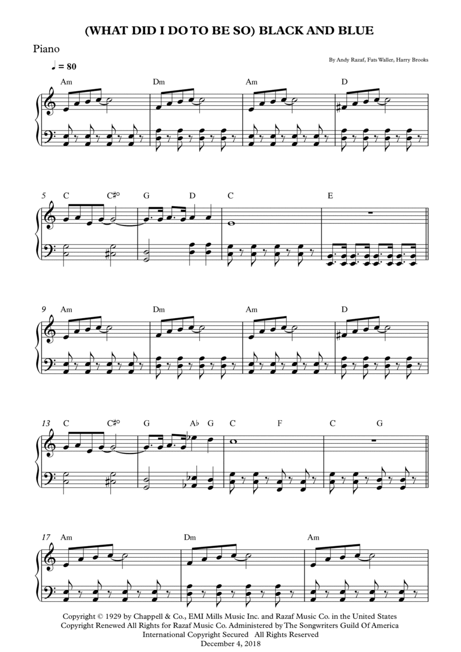 (what Did I Do To Be So) Black And Blue (arr. Wesley S. SIlva)