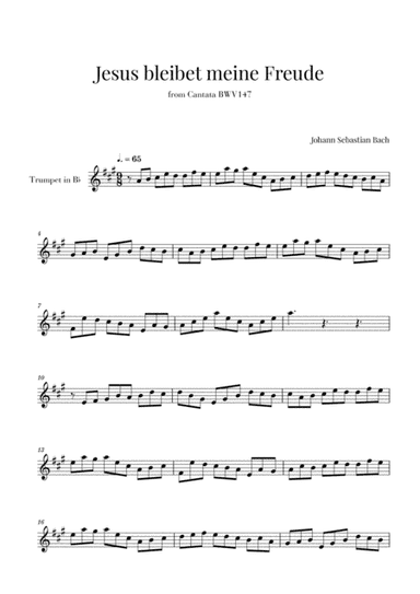 Bach - Jesus bleibet meine Freude for Trumpet in Bb (arr. Cadenza Editions)