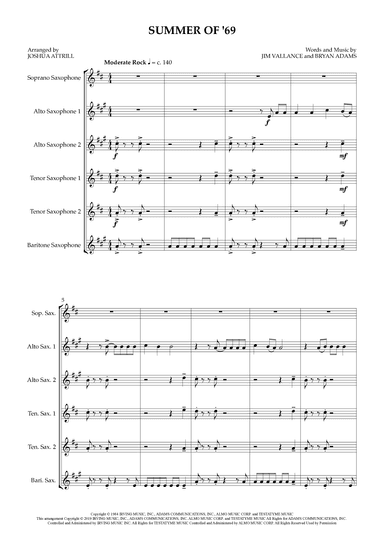 Summer Of '69 (arr. Joshua Attrill)
