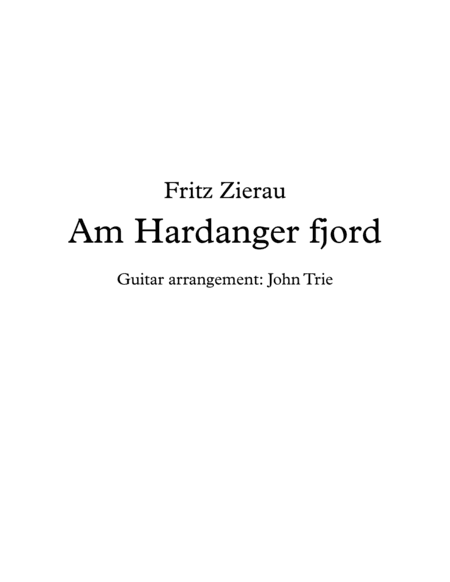 Am hardanger fjord (arr. John Trie)