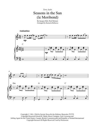 Seasons In The Sun (le Moribond) (arr. Kaiserin Rebecca)