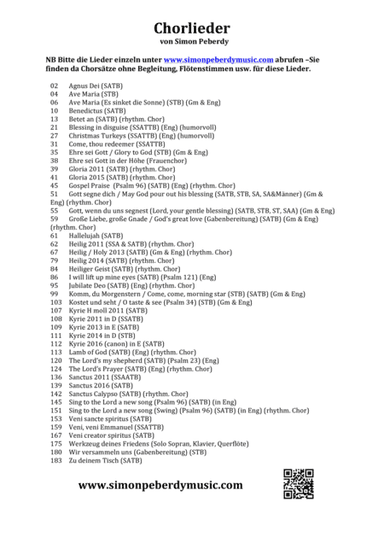 Choral works by Simon Peberdy, complete 184 page collection of 44 pieces written between 2011 and 20