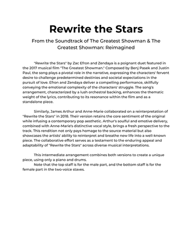 Rewrite The Stars (arr. Thihela Somasiri)