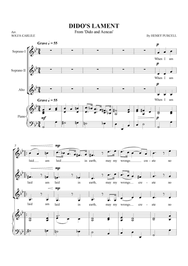 Dido's Lament (When I Am Laid in Earth) (arr. S Carlile)