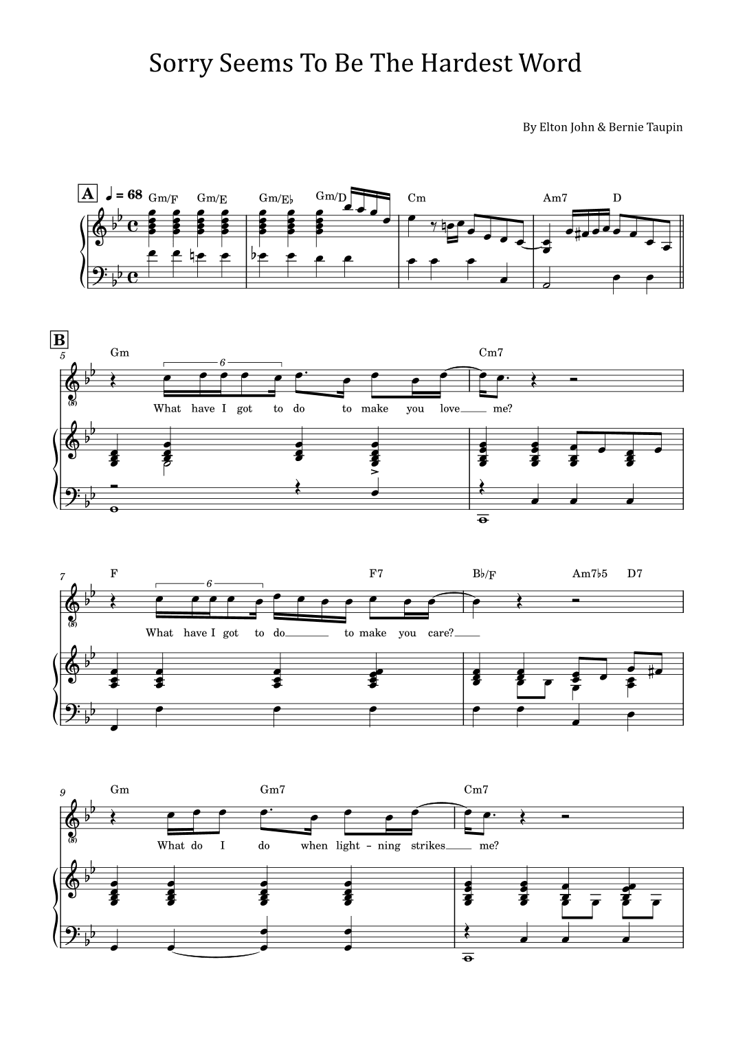 Sorry Seems To Be The Hardest Word (arr. poon)