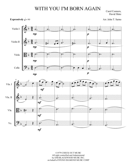 With You I'm Born Again (arr. jtsarno publishing)