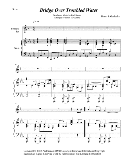 Bridge Over Troubled Water (arr. James M. Guthrie, ASCAP)
