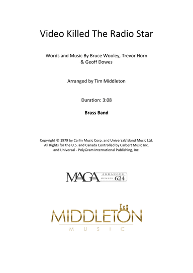 Video Killed The Radio Star (arr. Tim Middleton)