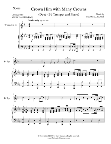 CROWN HIM WITH MANY CROWNS (Duet – Bb Trumpet and Piano/Score and Parts) (arr. Gary Lanier)