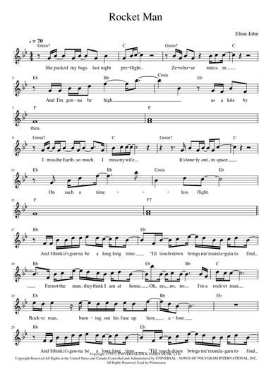 Rocket Man (i Think It's Gonna Be A Long Long Time) (arr. Jack Vaughan)