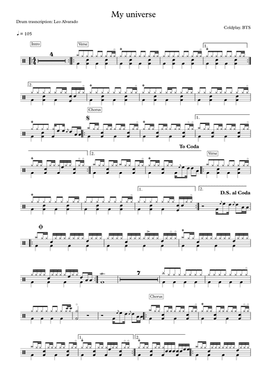 My Universe (arr. Drum Transcription: Leo Alvarado)