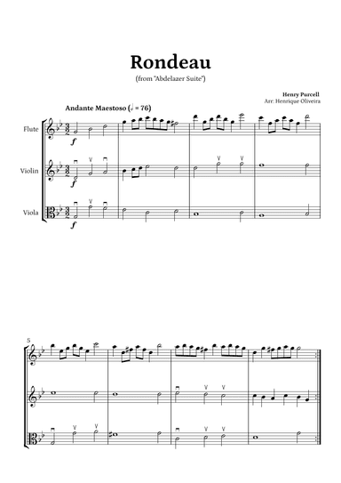 Rondeau from "Abdelazer Suite" by Henry Purcell - For Flute, Violin and Viola (arr. Henrique Oliveira)