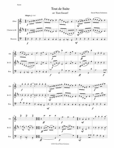 Tout de Suite (or Toot Sweet) for reed trio (oboe, clarinet, bassoon)
