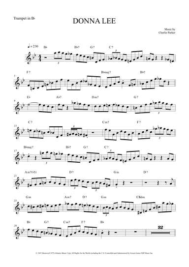 Donna Lee (arr. The Sheet Music Library)