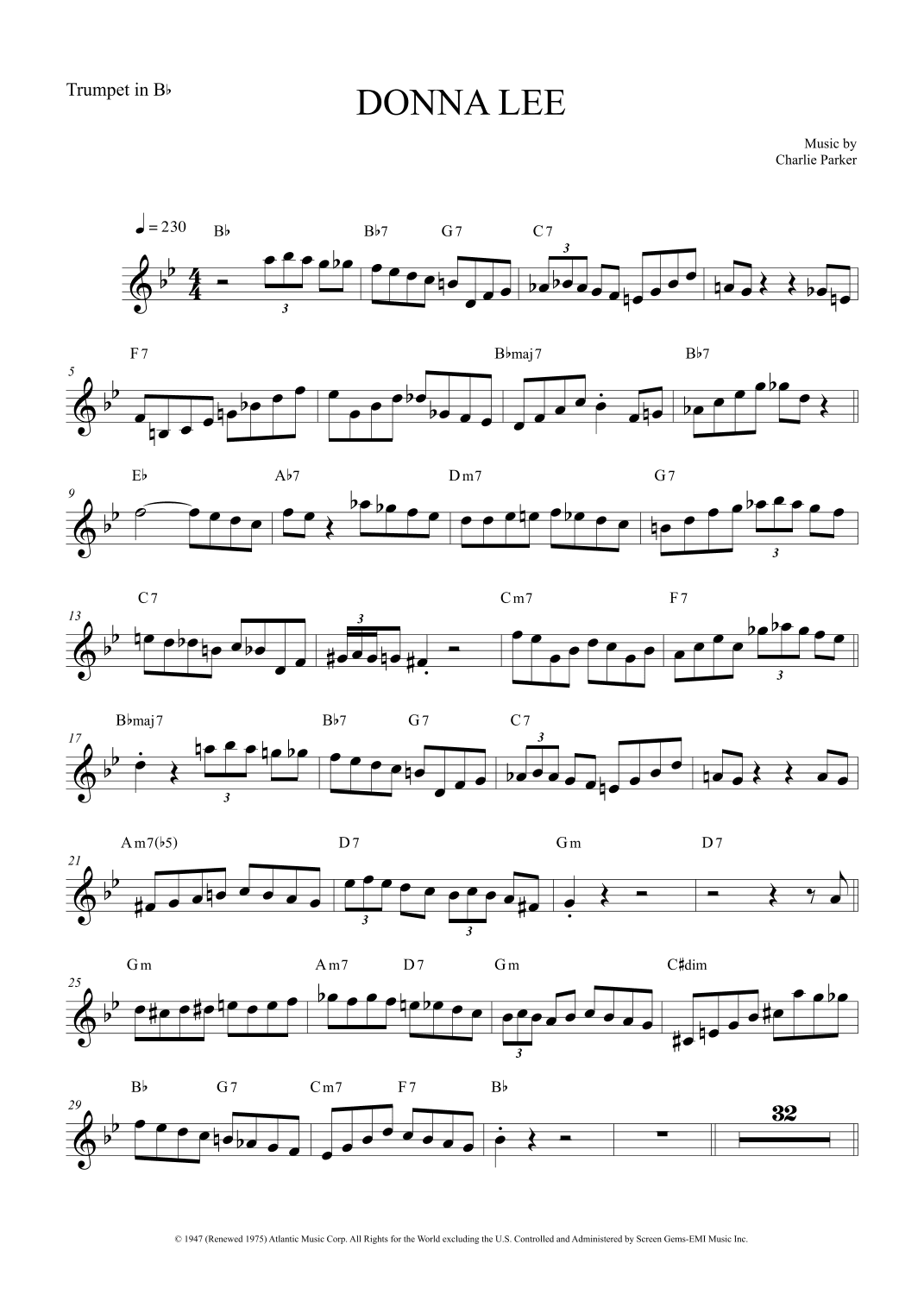 Donna Lee (arr. The Sheet Music Library)