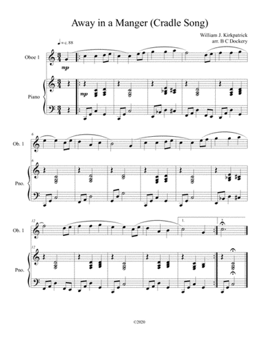 Away in a Manger (Cradle Song) for Oboe with piano accompaniment (arr. B C Dockery)