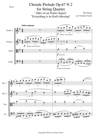 Chorale Prelude Op.67 N.2 for String Quartet (arr. Cristiano Vecchi)