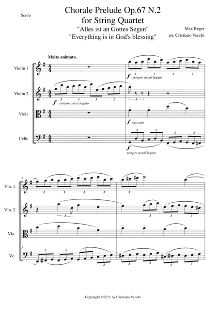 Chorale Prelude Op.67 N.2 for String Quartet (arr. Cristiano Vecchi)