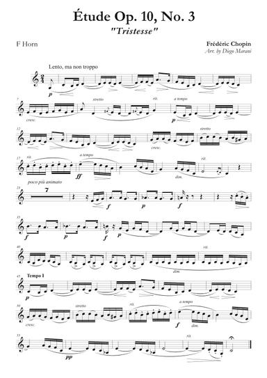 Etude Op. 10, No. 3 for Horn and Piano (arr. Diego Marani)