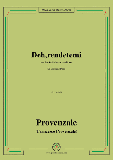 Provenzale-Deh,rendetemi,from 'La Stellidaura vendicata',in e minor,for Voice and Pinao (arr. MSM)