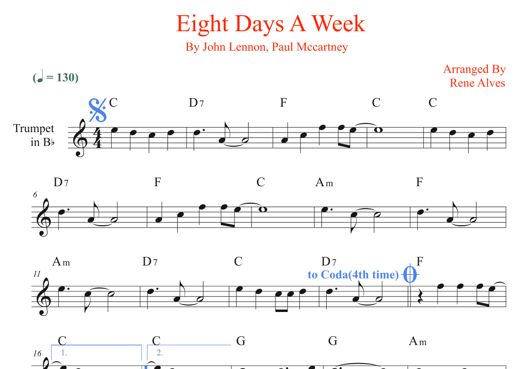 Eight Days A Week (arr. Rene Alves)