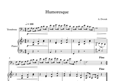 Humoresque - Antonin Dvorak (Trombone + Piano) (arr. Digital Book Music)