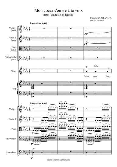 Mon coeur s'ouvre à ta voix by Camille Saint-Saëns "Samson et Dalila" (arr. Mariia Yaremak)