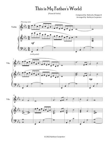 This is My Father's World (Piano and Violin) (arr. Kathryn Carpenter)