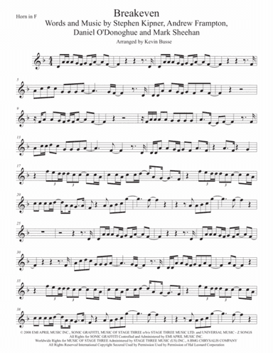 Breakeven (arr. Kevin Busse)