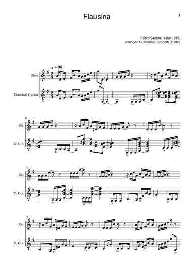 Pedro Galdino - Flausina. Arrangement for Oboe and Classical Guitar (arr. Guilherme Facchetti)
