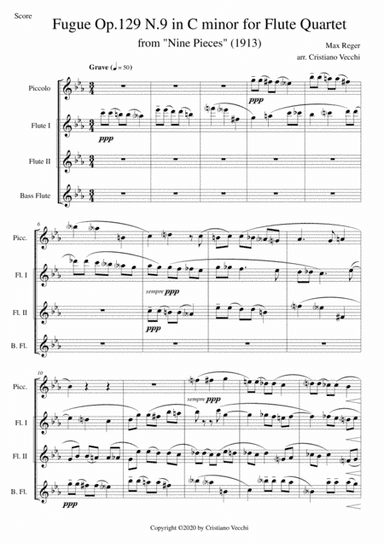 Fugue Op.129 N.9 in C minor for Flute Quartet (arr. Cristiano Vecchi)