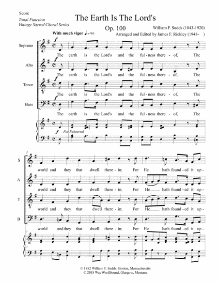 The Earth Is The Lord's (arr. James F. Rickley)