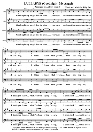 Lullabye (Goodnight, My Angel) (arr. Andrew Emmet)