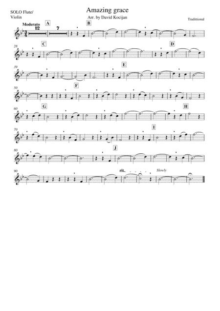 Amazing grace (quintet) - Easy (arr. David Kocijan)