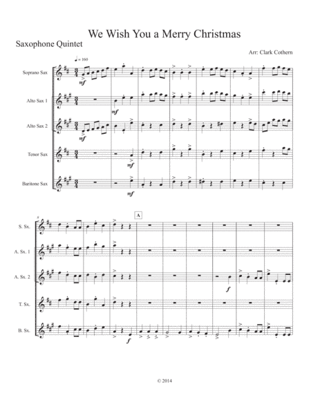 We Wish You a Merry Christmas (Saxophone Quintet) (arr. Clark Cothern)
