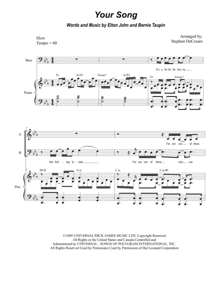 Your Song (arr. Stephen DeCesare)