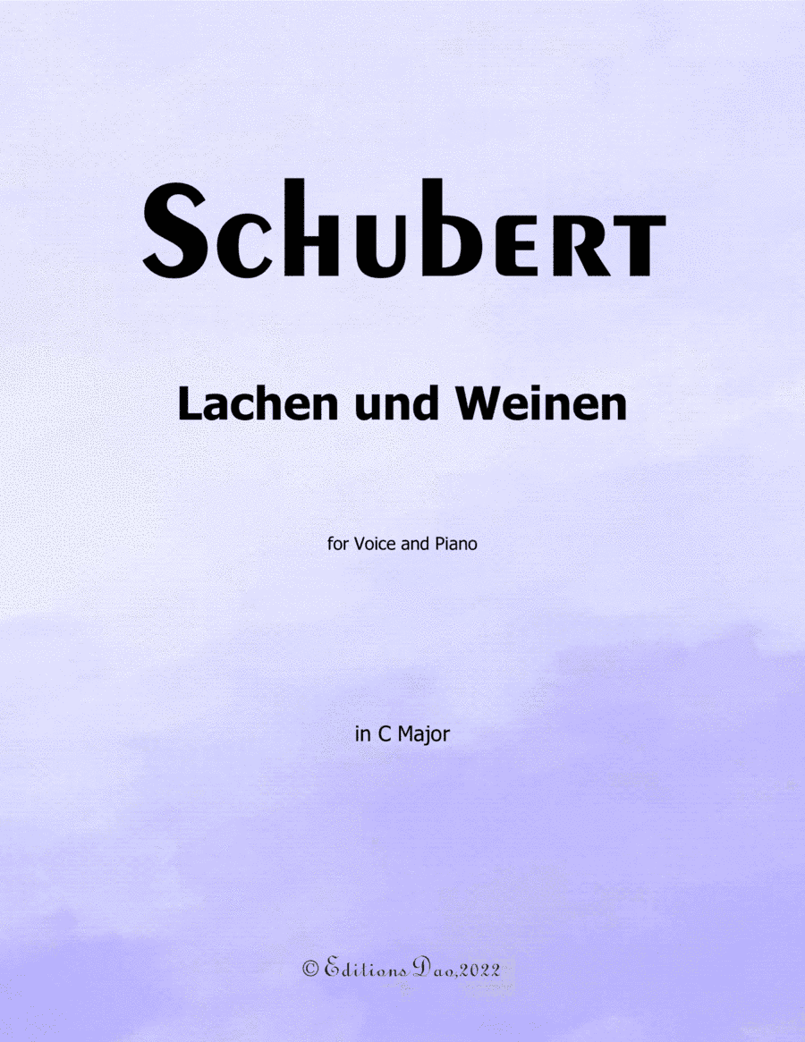 Lachen und Weinen, by Schubert, in C Major (arr. Editions Dao)