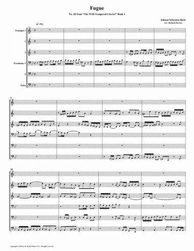 Fugue 20 from Well-Tempered Clavier, Book 1 (Brass Sextet) (arr. Richard Byrnes)