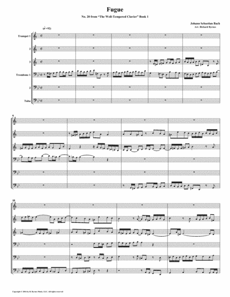 Fugue 20 from Well-Tempered Clavier, Book 1 (Brass Sextet) (arr. Richard Byrnes)