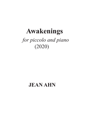 Awakenings for piccolo and piano