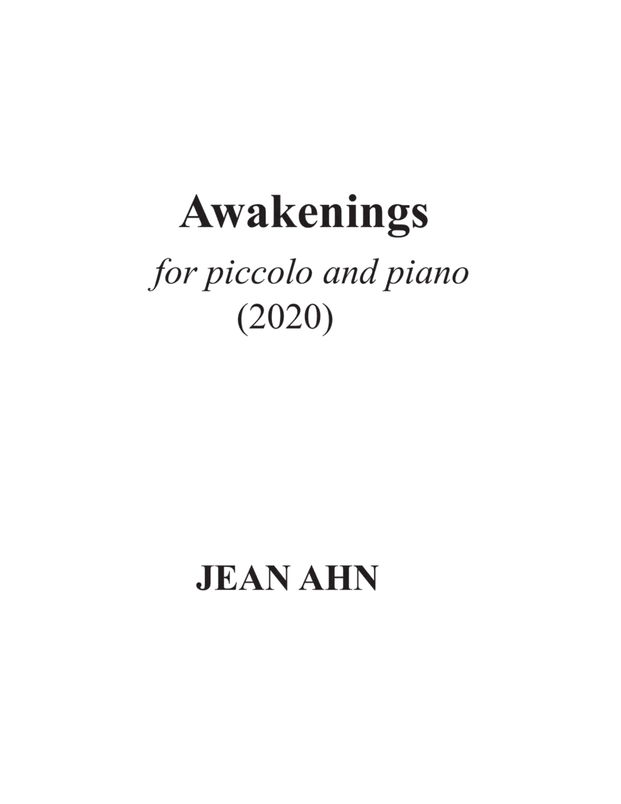 Awakenings for piccolo and piano
