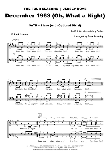 December 1963 (oh, What A Night) (arr. Drew Downing)