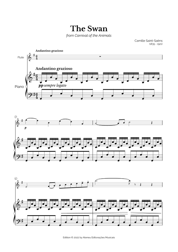 The Swan for Flute and Piano (arr. Marcos Soares)