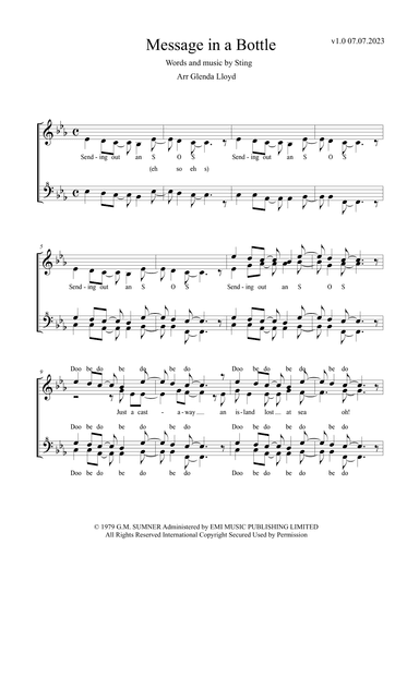 Message In A Bottle (arr. Glenda Lloyd)