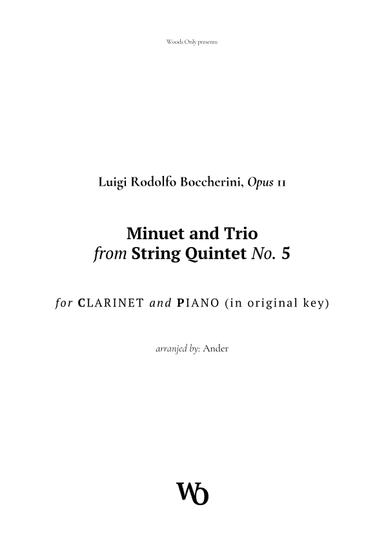 Minuet by Boccherini for Clarinet in Original Key (arr. Ander)