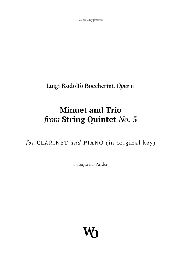 Minuet by Boccherini for Clarinet in Original Key (arr. Ander)