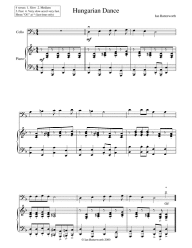IAN BUTTERWORTH Hungarian Dance for cello & piano