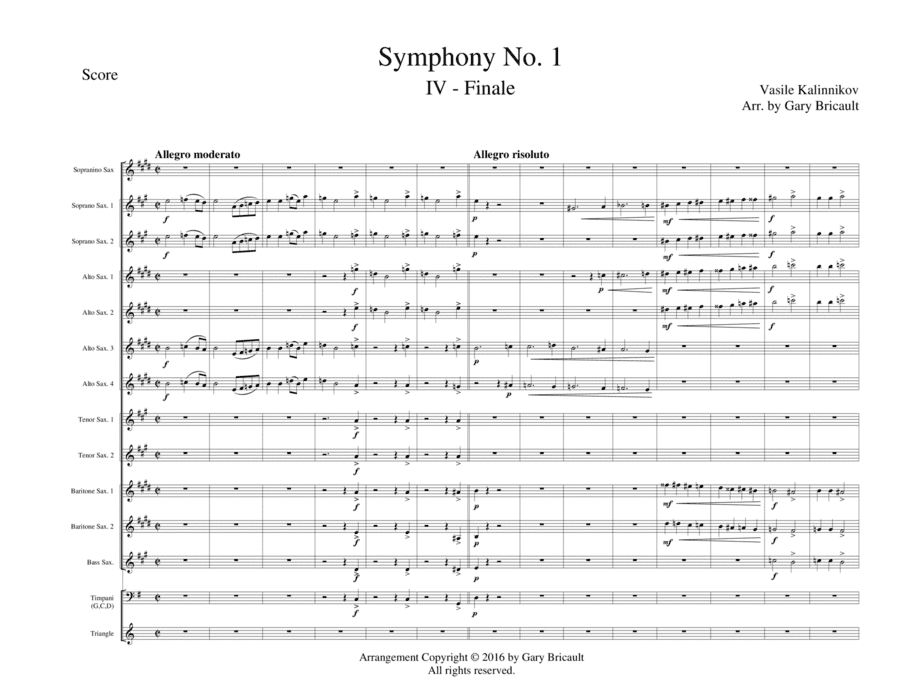 Mvt IV - Finale  from Symphony No. 1 (arr. Gary Bricault)
